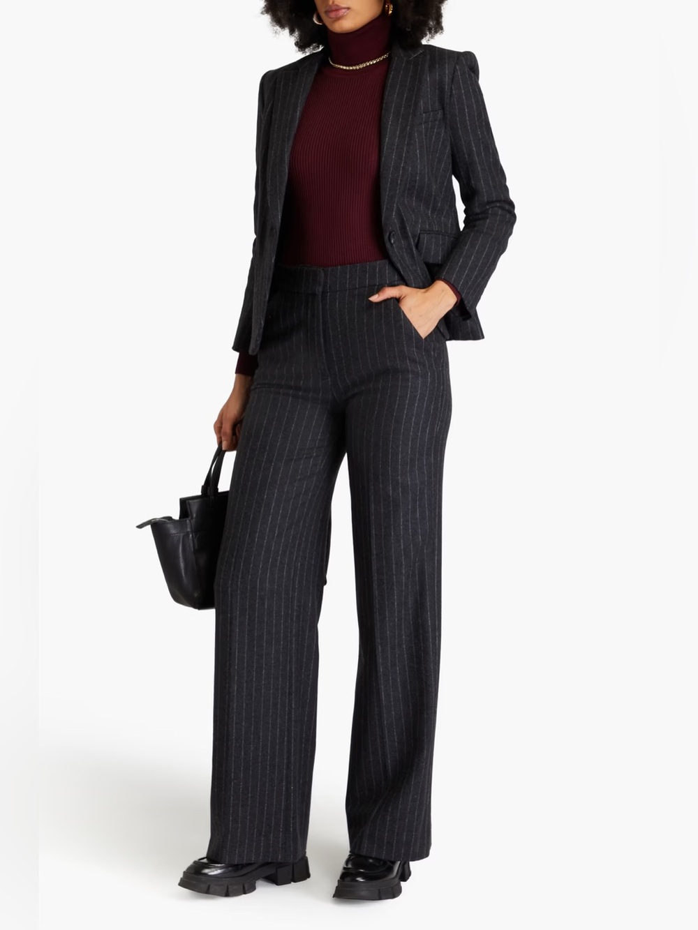 Veronica Beard Tonelli Pinstripe Wool Blend Pants Navy Size‎ 2